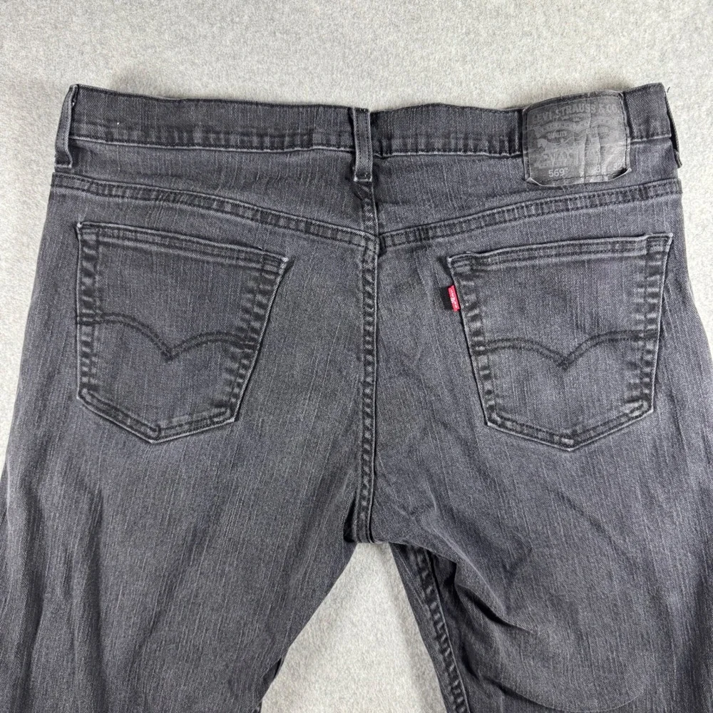 Levi's 569 Loose Straight Jeans Mens 36x32 Faded Black Denim Good Condition